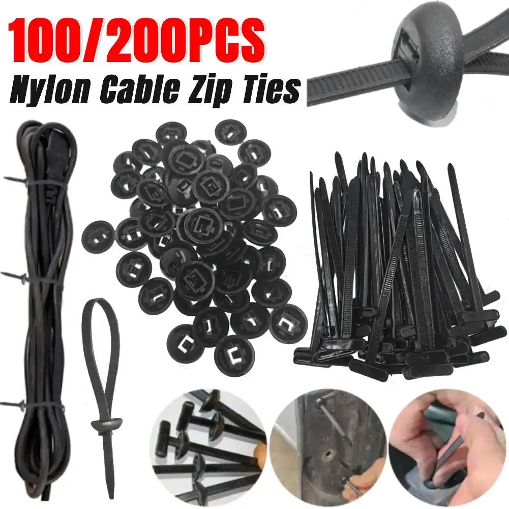 

100/200Pcs Nylon Cable Zip Ties Self-Locking Heavy Duty Cable Tie Buckle Universal Zip Ties Holder Wire Tie Fastening Strap Tool