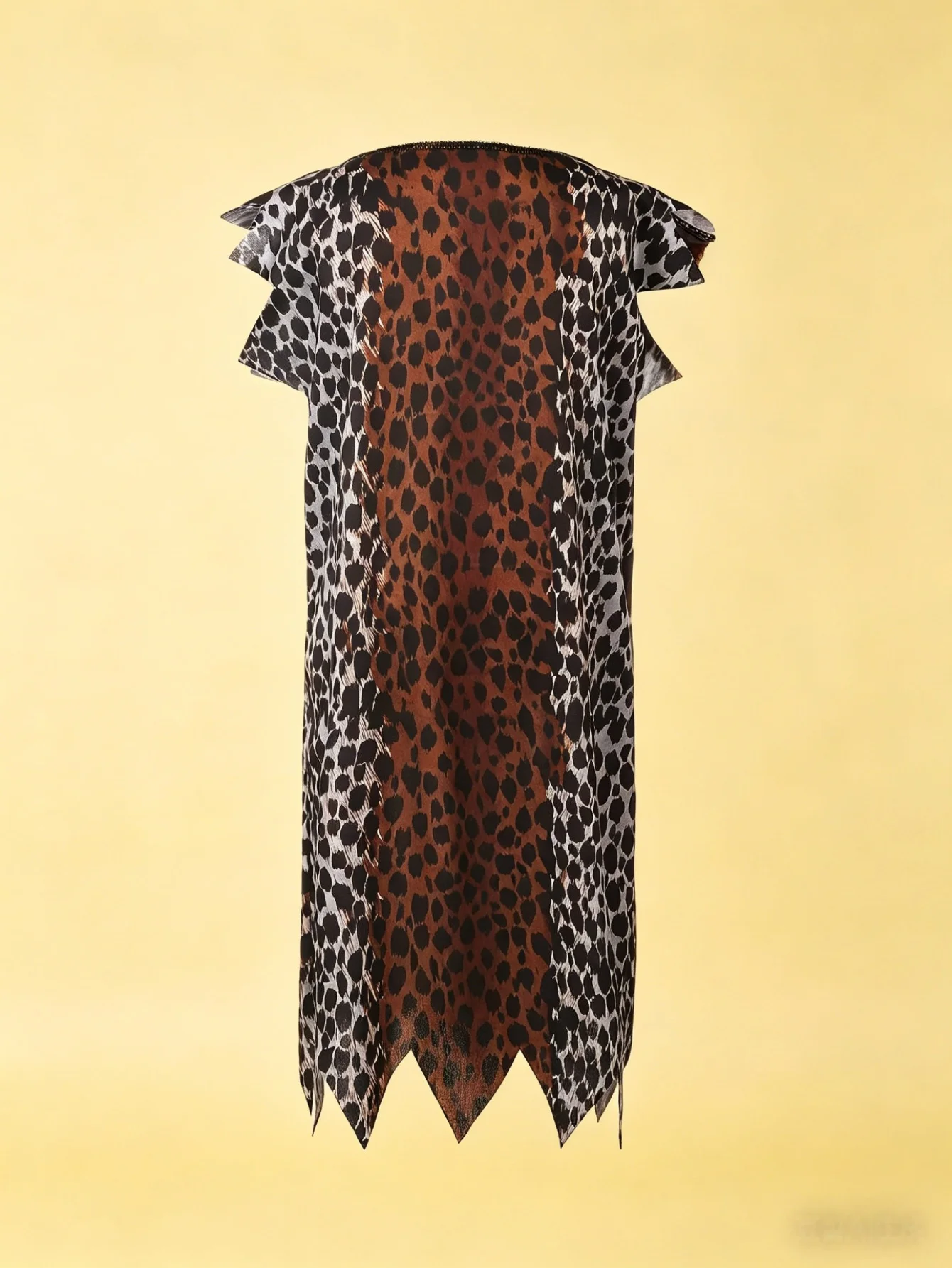 Kids Primitive Caveman Costume Set Leopard Print Tunic With Leg Cuffs Themed Party Outfit