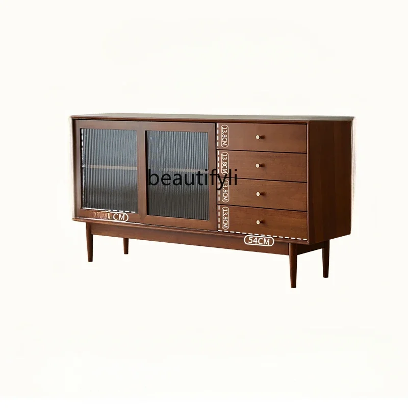 

VSolid Wood Sideboard Living Room Storage Cabinet Corner Side Cabinet Storage Tea Cabinet Wall Antique Style