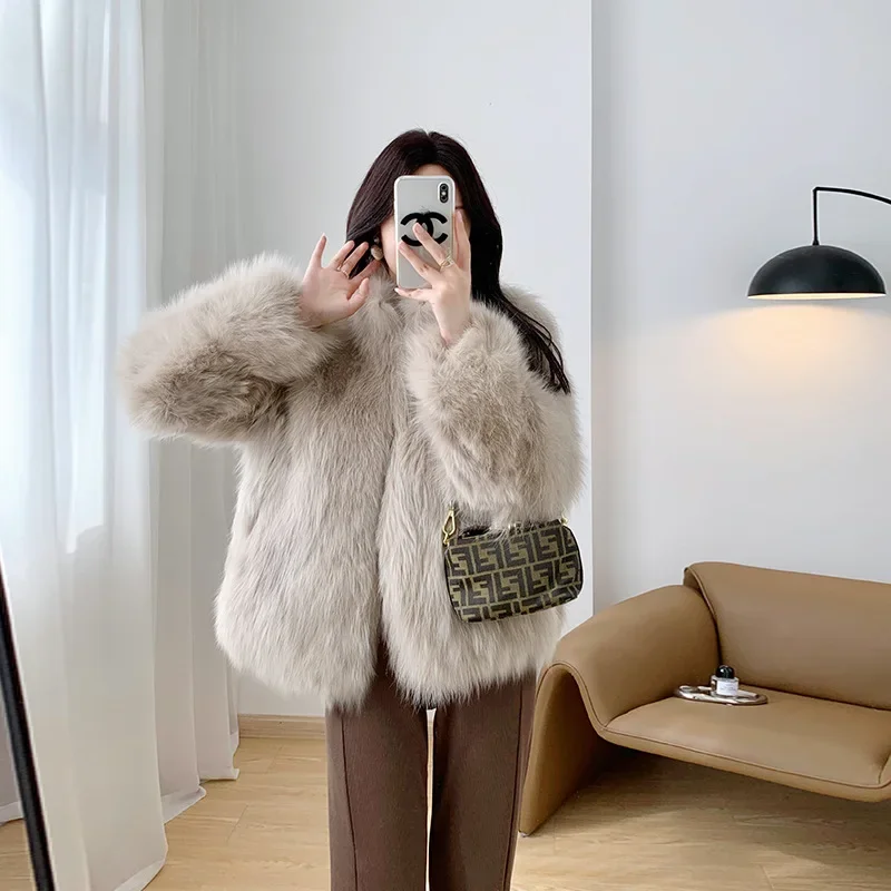 Casual Autumn Winter Women's Coats Faux Fur Thick Warm 2023 Fox Hair Short and Thickened Young Edition Women's Clothing