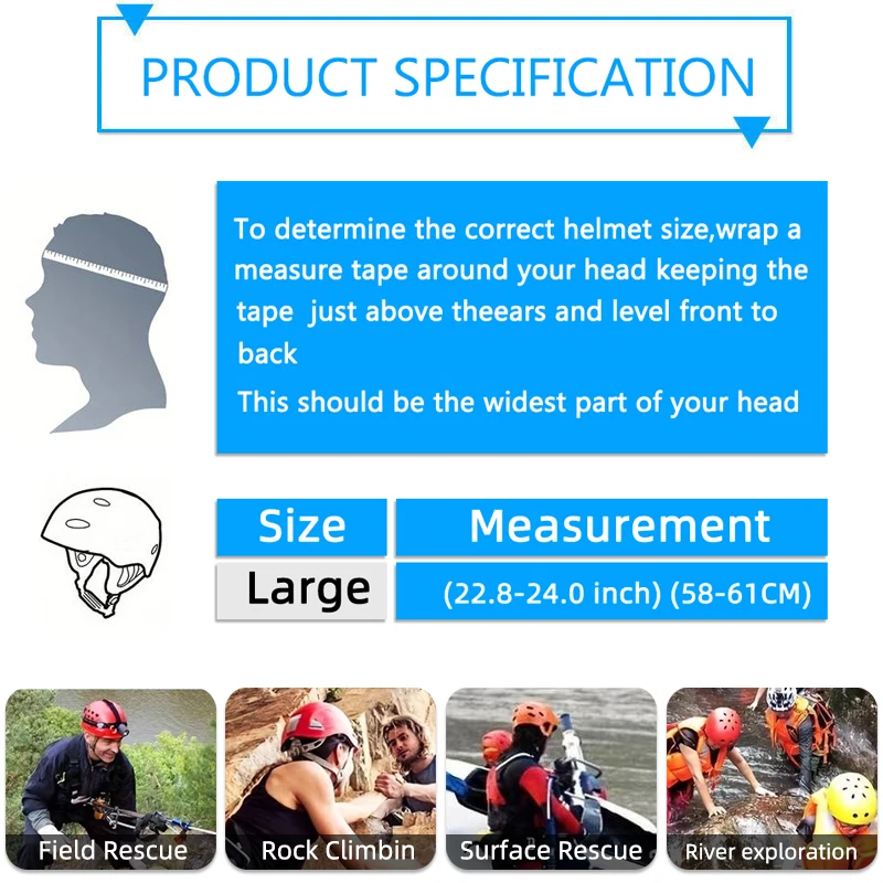 خوذة أمان للرياضات المائية مقاومة للصدمات وتهوية عازلة قابلة للتنفس ومحيط رأس قابل للتعديل وقاعدة ثابتة متعددة الوظائف