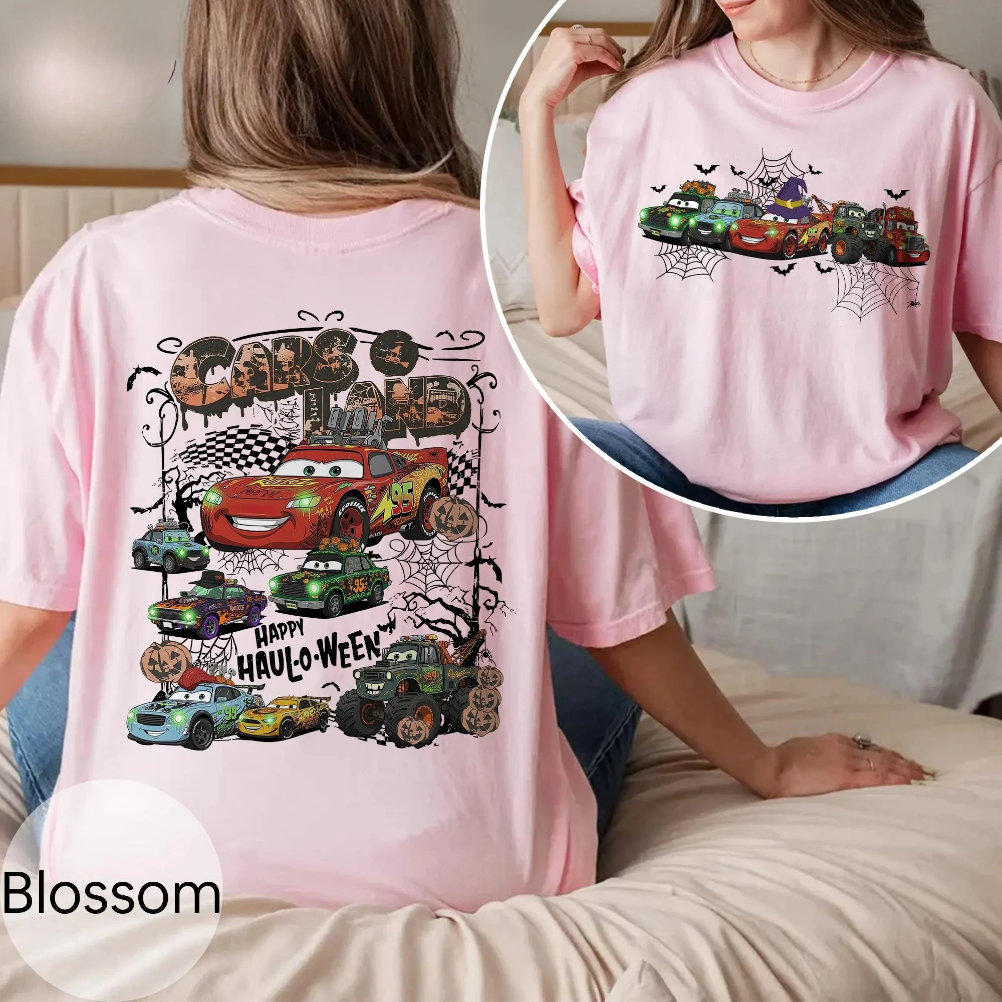 Disney Cars Halloween Shirt Retro Disney Cars Land Halloween Shirt Lightning McQueen Halloween Tee Spooky Vibes Shirt
