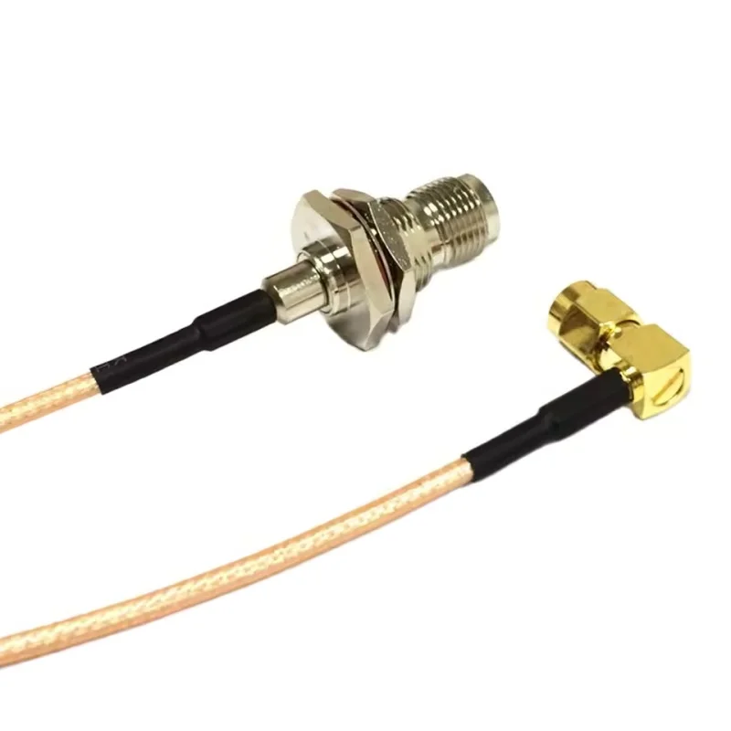 1PC  TNC Female Bullkhead to Right Angle SMA Male Pigtail  RG316 Cable 50 ohm 15CM 17CM length