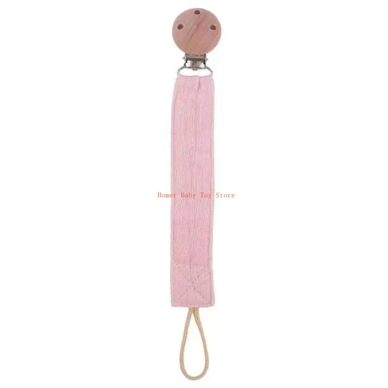 

J0PF Baby Pacifier Chain Cotton-hemp Beech Soother Toy Clip Dummy Nipple Holder