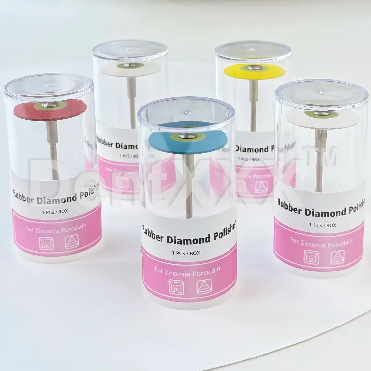 หัวเจียรแผ่นขัดเพชรยางชิ้นเดียว พร้อมเม็ดทรายที่แตกต่างกัน เหมาะสำหรับชิ้นงานเซรามิกเซอร์โคเนีย