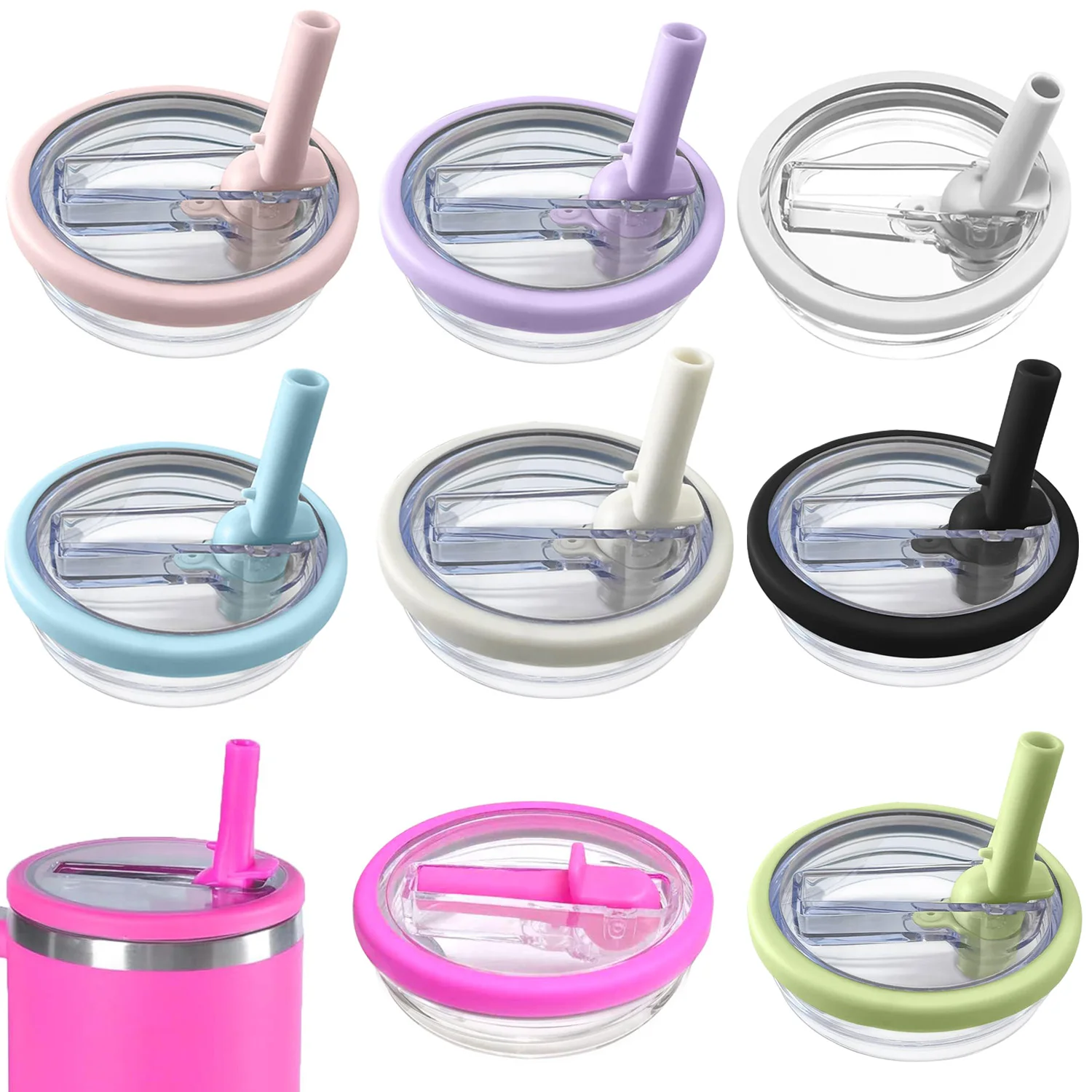 Tapa de paja reemplazable para vaso Stanley Cup de 40 oz, cubierta de vaso reutilizable, tapas de vaso resistentes a salpicaduras a prueba de derrames