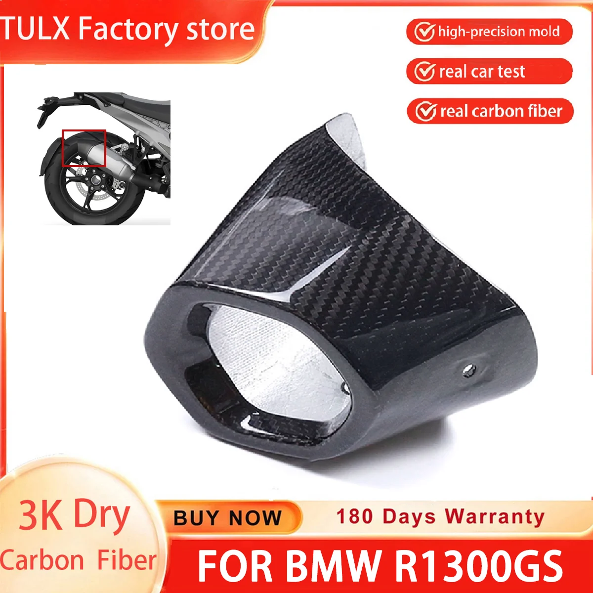 

3K Dry Carbon Fiber Exhaust Hood Exhaust Cover Exhaust Pipe Protect For BMW R1300GS R1300 GS 2023 2024 Motorcycle Accessories