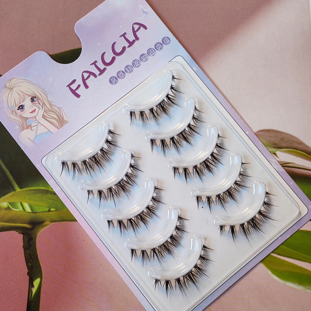 5 paia Clear Band ciglia finte Natural look Eye Lashes Extension Fluffy Soft Cross Manga Lashes Wispy Eyelash Extension