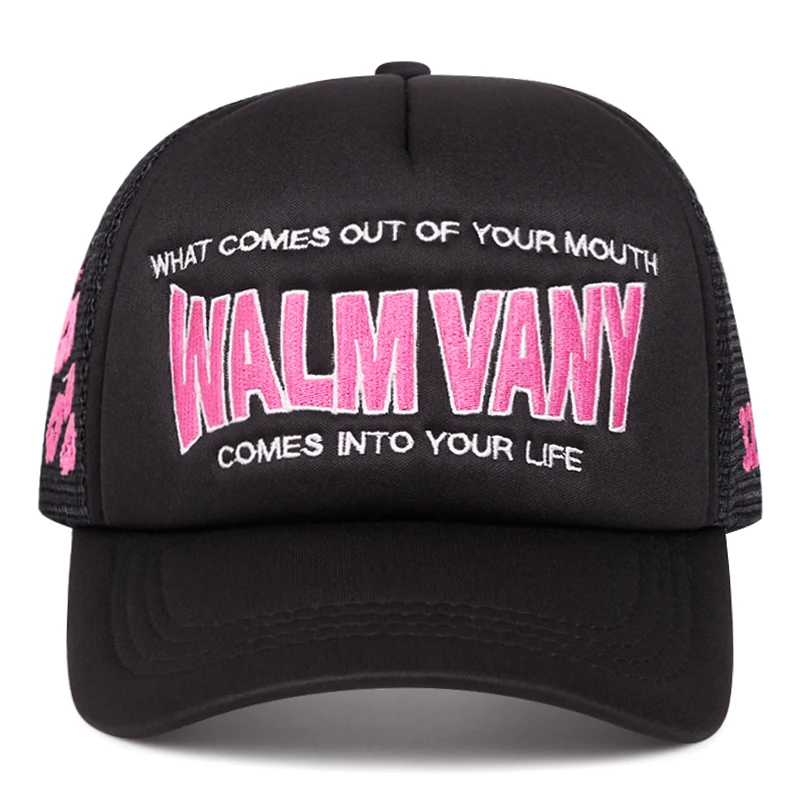 2025 Fashion New Mesh Hat WALM VANY Side Lipprint Embroidery Outdoor Leisure Sports Sunshade Hat Baseball Hat Street Hip Hop Hat