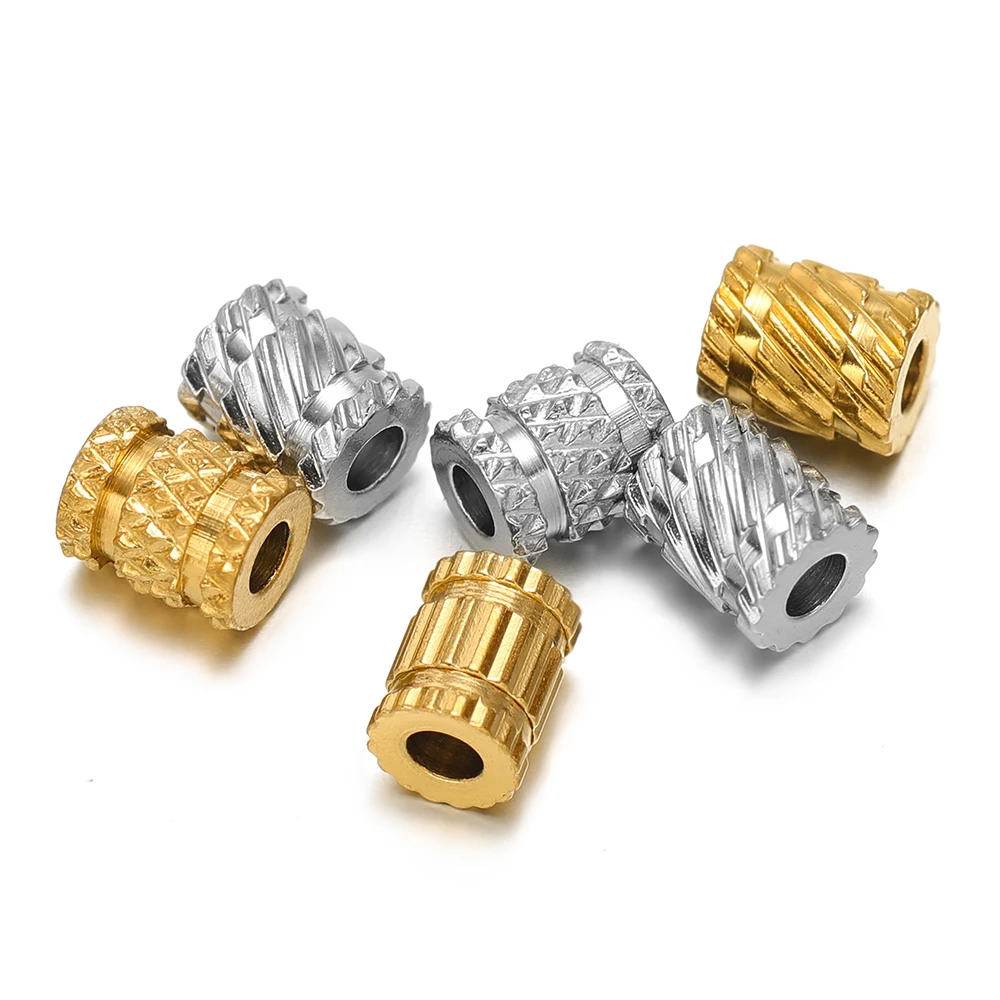 20pcs No Fade Stainless Steel Texture Hole Bead Loose Spacer Beads for DIY Handmade Bracelet Making Necklace Jewelry Supplies image 3