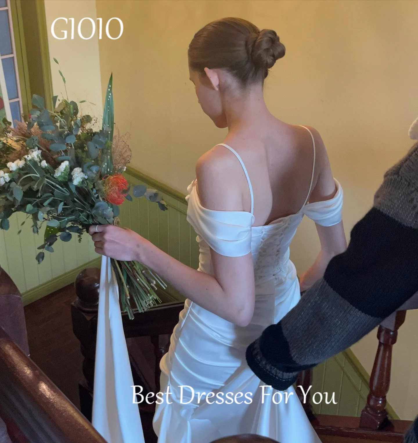 GIOIO Sweetheart  Formal Wedding Dresses Korea White Pleat Short Sleeves 프롬드레스  Customized Elegant Bride Gown Party Women