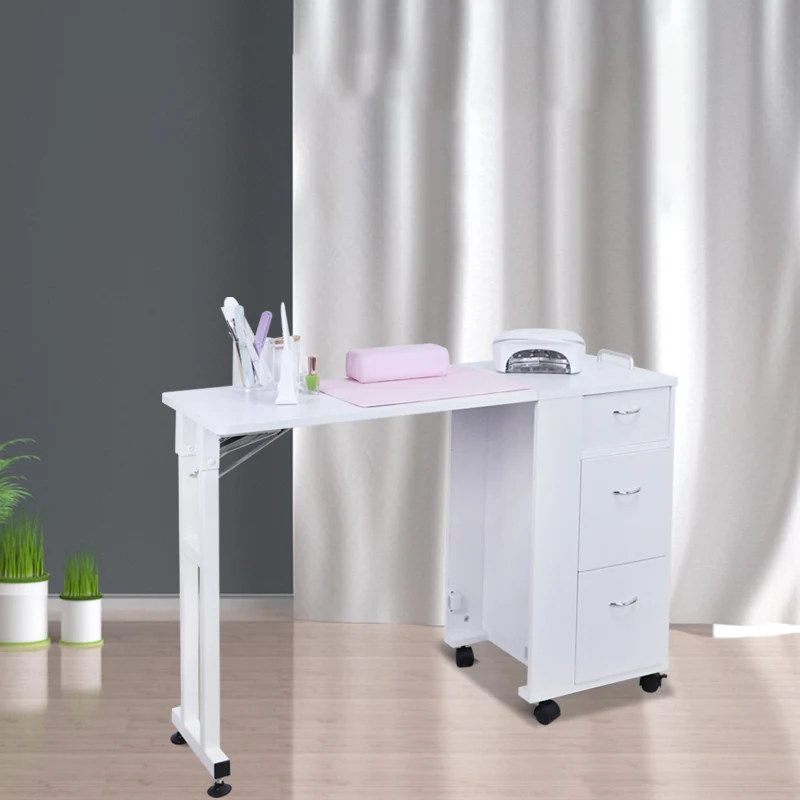 

With Wheels Portable Nail Table High-capacity Storage Simple Movable Manicure Table Elegant Trendy Table Ongle Salon Furniture