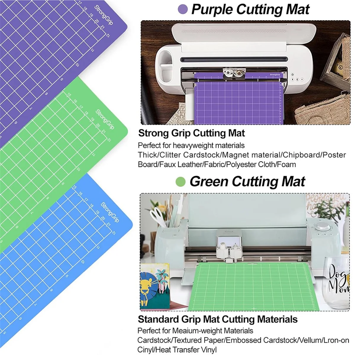 6PCS Mats for Explore Air 2/Air/One/Maker 3/Maker - Variety Pack Cutting Mats with Blades, 3PCS 8.5x12In, 3PCS 12x12In