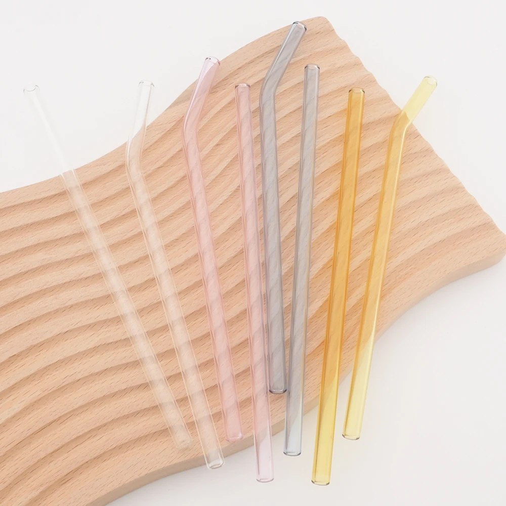 Colorful High Borosilicate Glass Straw Eco Friendly Drinking Straw Reusable Glass Straw for Cocktail Smoothie Bar Accessories