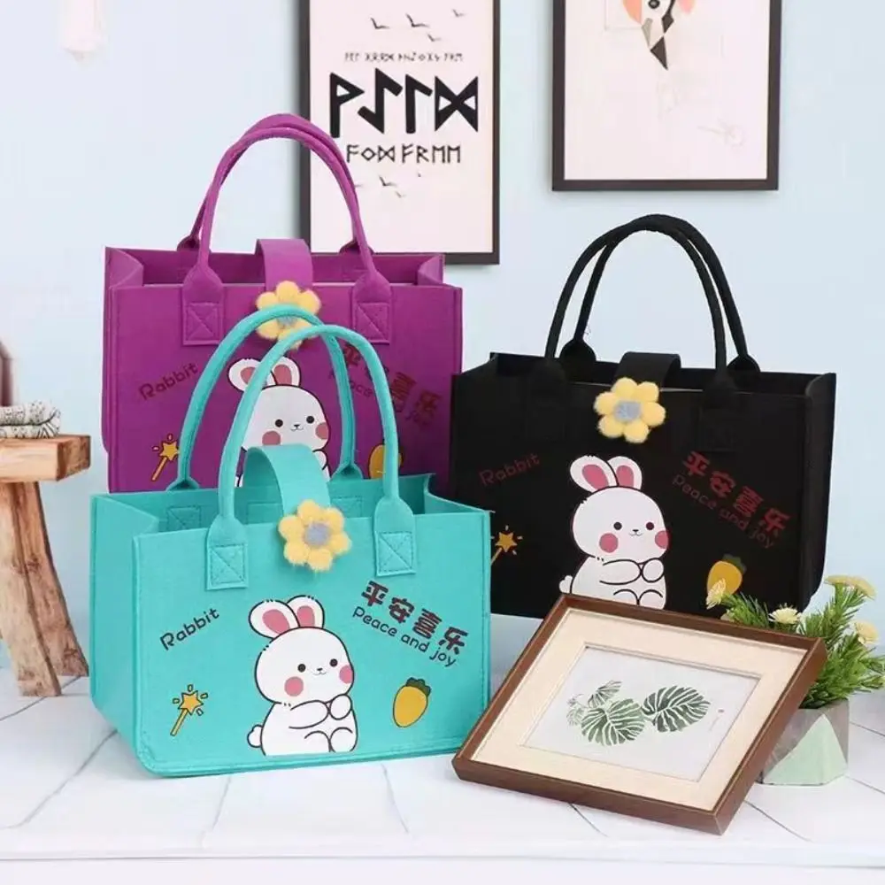 Cute Rabbit Felt Bag Non-woven Handle Foldable Handbag Gift Box Children