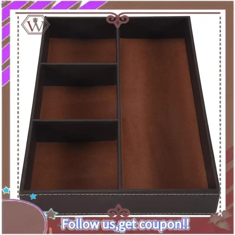 

Latest 4 Slots Desk Drawer Organizer, Pu Leather Drawer Storage Organizer Divider For Office Desk Supplies Value Collection And