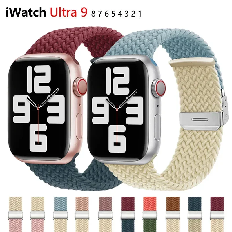 Nylonarmband für Apple Watch Band Ultra 49 mm 9 8 7 6 5 4 3 SE geflochtenes Metallschnallenarmband Gürtel iWatch 45 mm 41 mm 44 mm 40 mm 42 mm