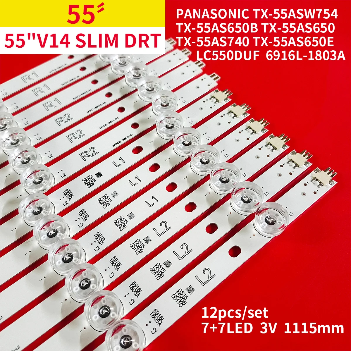 12Pcs/1Set LED Backlight Strip for PANASONIC 55