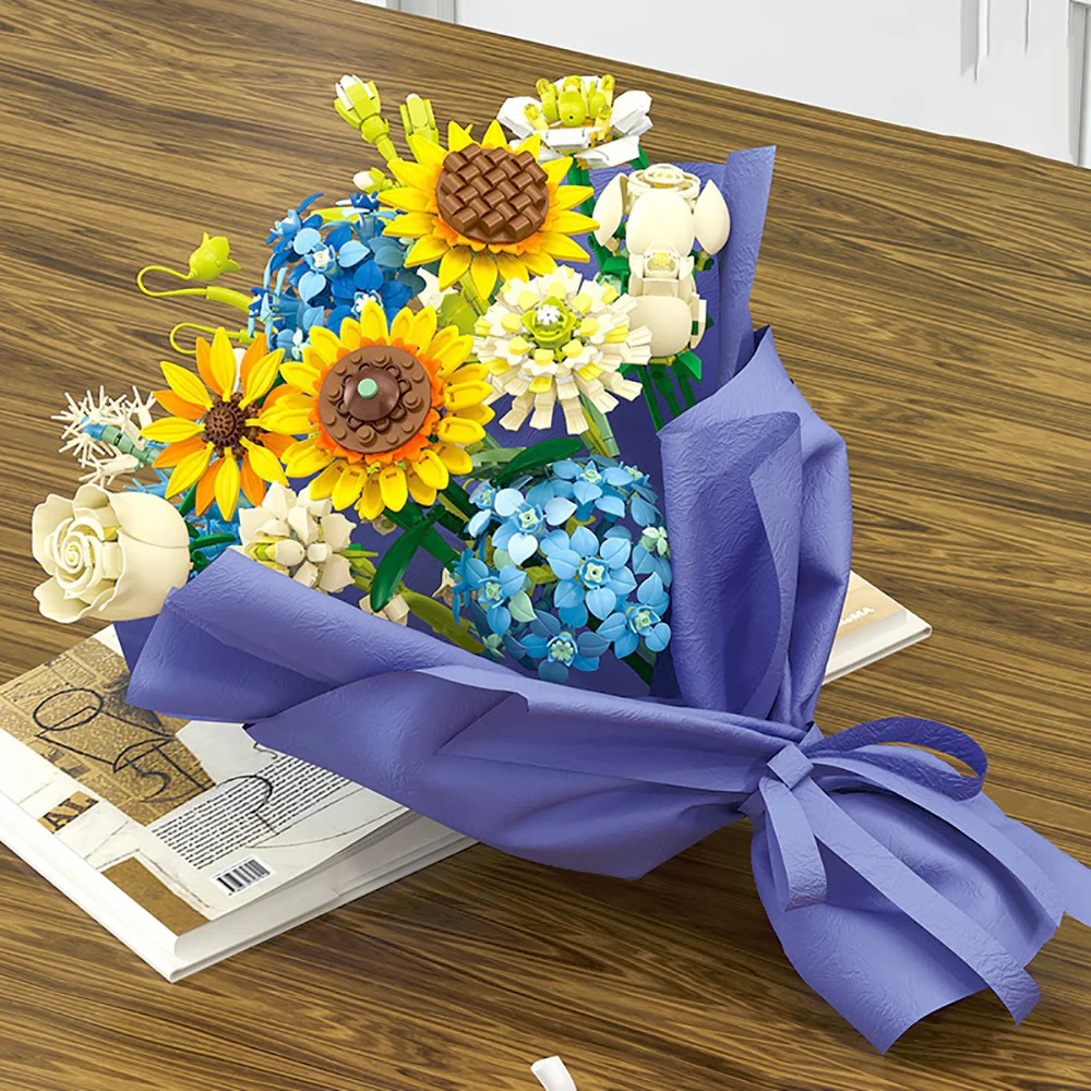 

Creative Flower Arrangement Sunflower Building Blocks DIY Bouquet Model Brick Puzzle Assembly Toys Girl Gift Home Decoration