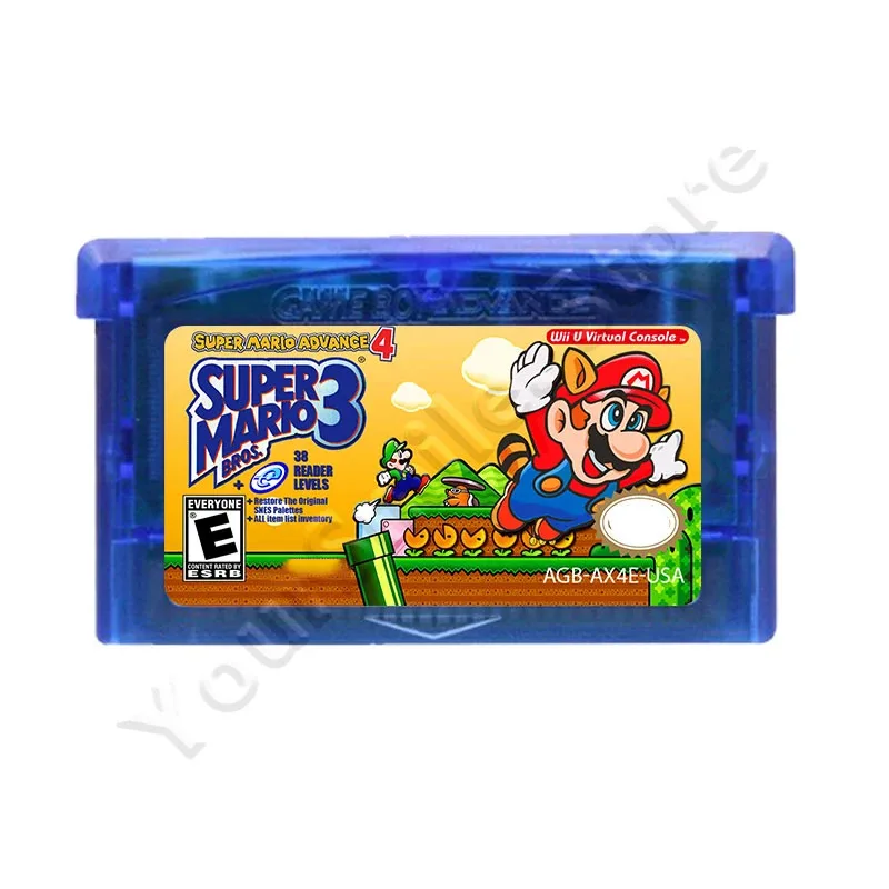 New GBA Game Cartridge Video Game Console Card Mario Series Super Mario Advance 4 English Version with Box Collection Gifts Toys