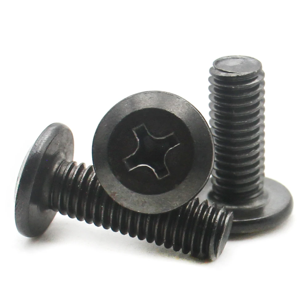 M4 M5 M6 M8 Черные винты из углеродистой стали с крестообразным шлицем и плоской головкой Болты для мебели с потайной головкой Большие крепежные детали для шкафа с цилиндрической головкой