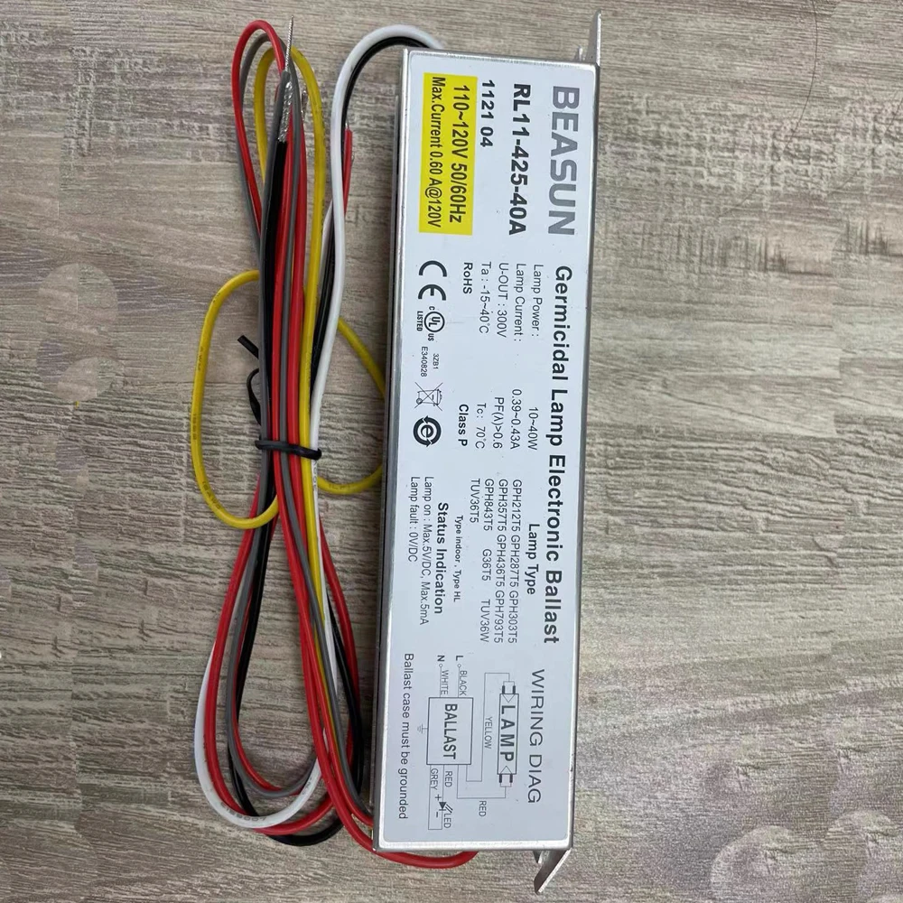 RL11-425-40A IP64 110-120V 10-40W Germicidal Lamp Electronic Ballasts for UV Lamp GPH212T5 GPH287T5 GPH303T5 GPH357T5 GPH436T5