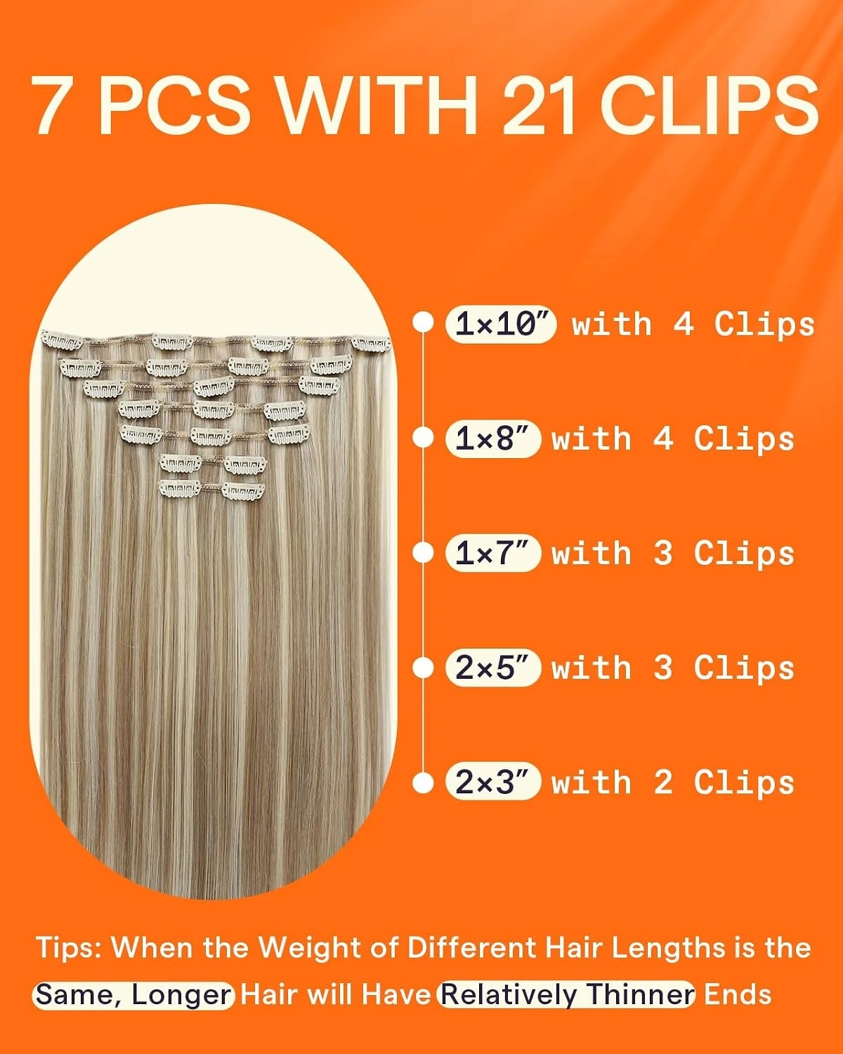 Full Shine Clip on Human Natural Hair Extensions 7 Pcs Double Weft Clip in Remy Straight Hair for Women