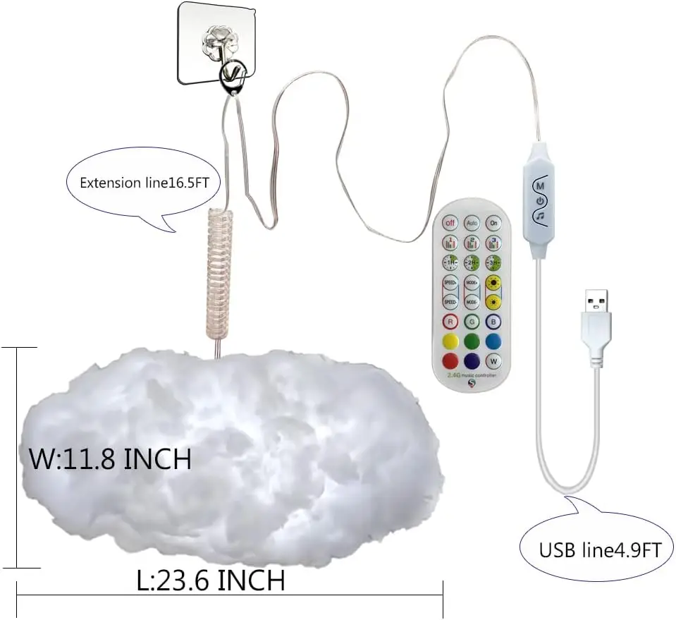 Imagem -03 - Luzes Noturnas Led Cloud para Quarto Kit de Iluminação Creative Cloud Sincronização de Música com Controle de Aplicativos Decoração para Festa em Casa