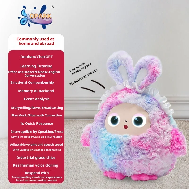 

AI Plush Toy W/smart Voice&led Eyes,interactive Companion For Kid/adult‌gift-readyrechargeable E-pet Open Up Fun Life