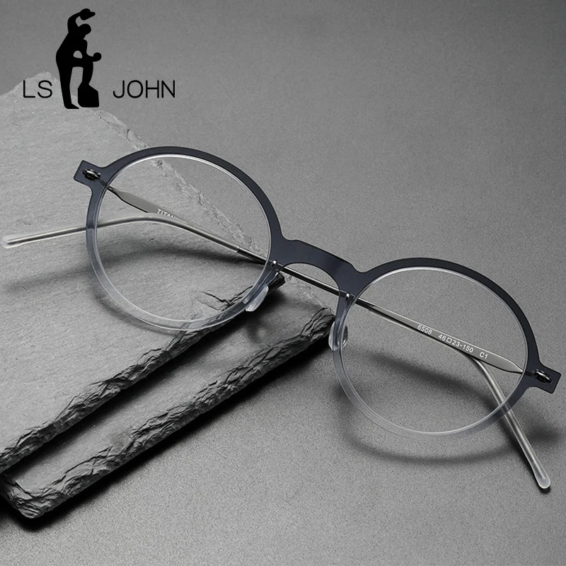 

Очки для чтения LS John Beta Titanium, мужские, с защитой от синего света, для коррекции близорукости, женские, ретро, круглые, нейлоновые, в датском стиле