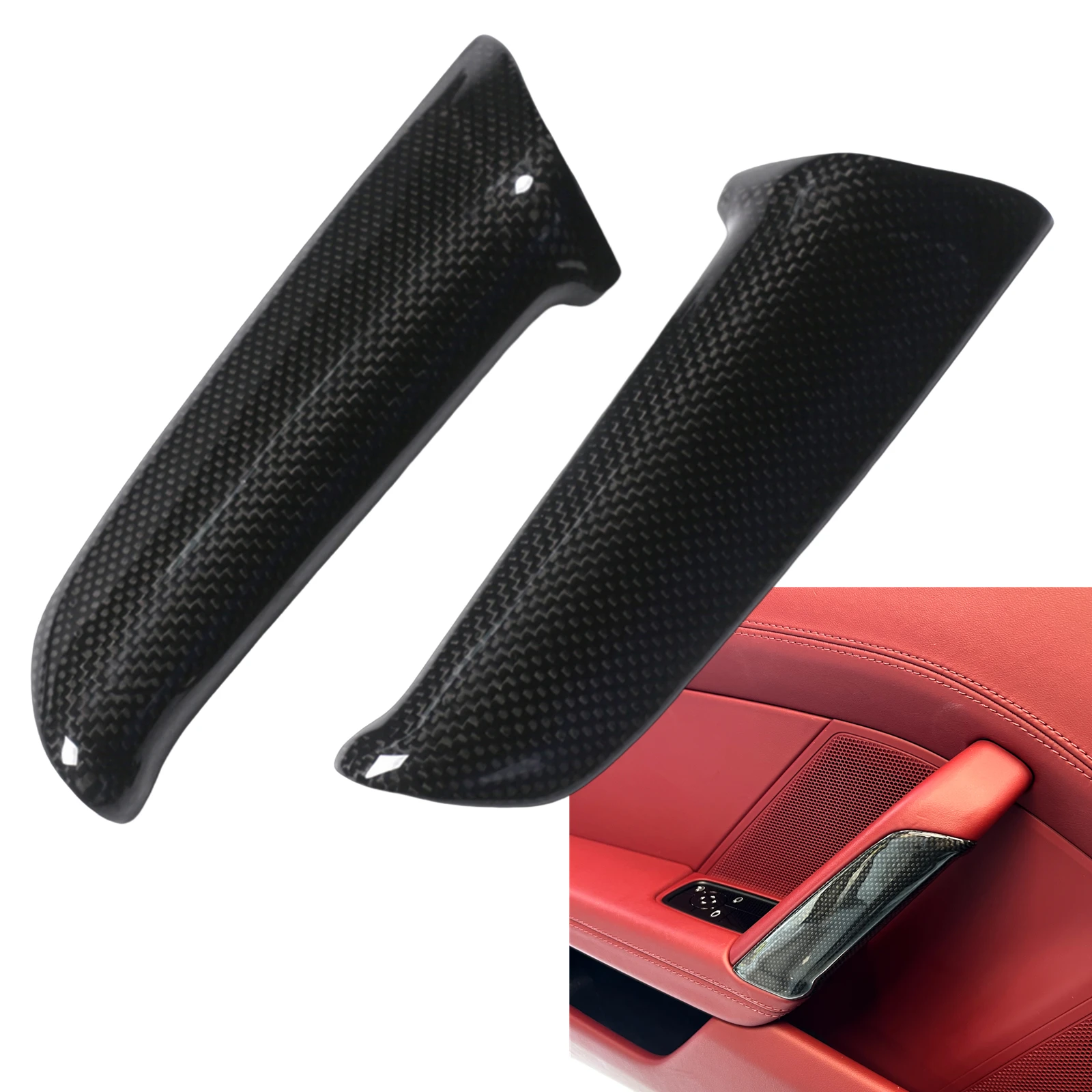 2PCS Interior Door Pull Handle Bar Cover Handrail Trim For Porsche 911 992 2019-2025