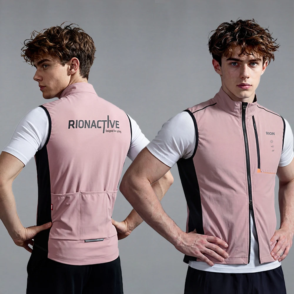 RION Men's Windproof Breathable Quick Dry Running Cycling Vest Multi Pocket Sleeveless Jacket Outdoor Training Fitness Hiking