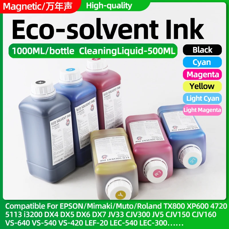 1000ML Eco-solvent Ink Compatible For Roland LEC-330 LEF-20 BN20 20A SP540V VS640 RS540 XJ740 SP300 XR640 SP540i VS300i Printer