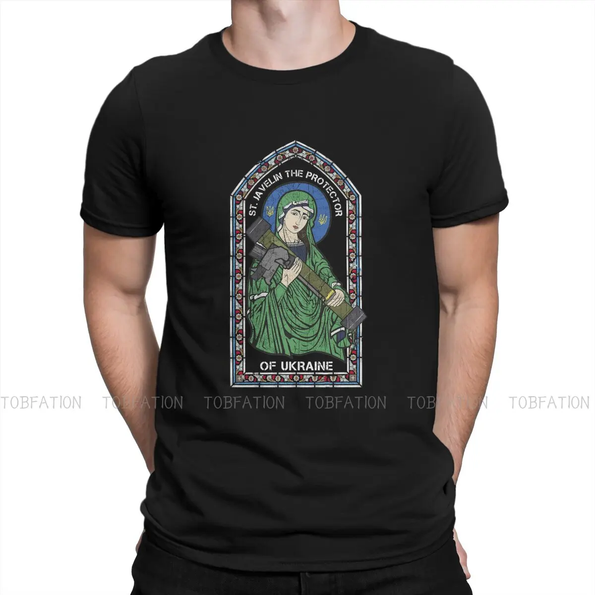 St Javelin Protector of Ukraine Essential T Shirt Vintage Grunge Summer Large Cotton Men's Tops Harajuku O-Neck TShirt