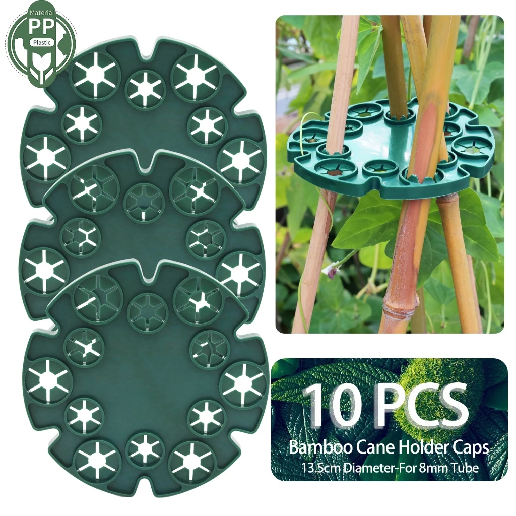 5/10PCS Bamboo Cane Holder Plastic Plant Support Protection Tray Support Caps for Climbing Plants  Peas Beans Pea Support