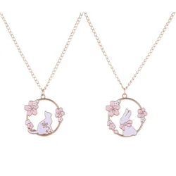Creative Sakura Bunny Cat Necklace Cute Cartoon Garland Pendant Ladies Jewelry Accessories Necklaces Cartoon Necklace