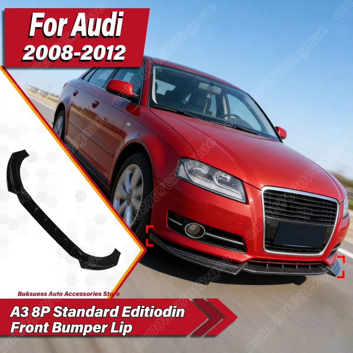 

For Audi A3 8P Standard Editiodin 2008 2009 2010 2011 2012 Car Front Bumper Lip Sports Spoiler Splitter Body Modification Kit