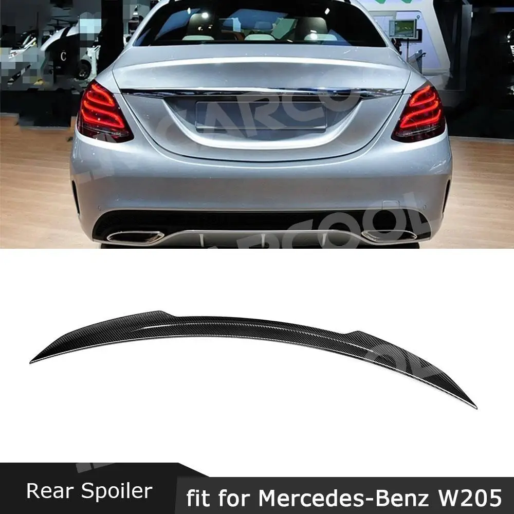 Rear Duck Spoiler for Mercedes Benz C Class W205 C63 AMG 2014-2019 Boot Trunk Wing Dry Carbon Fiber Car Styling