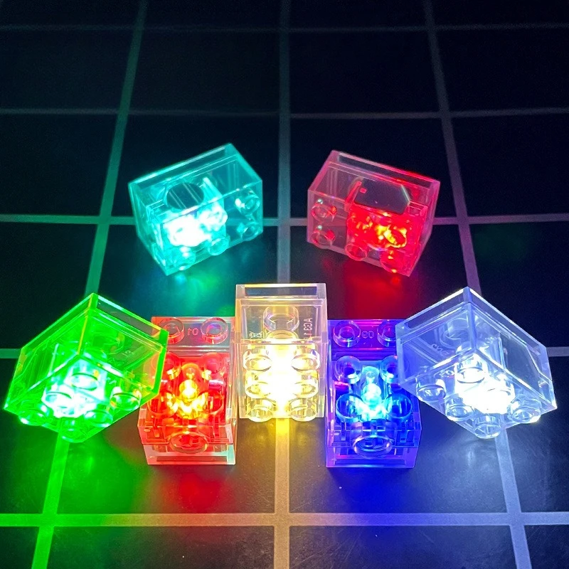 5Pcs LED Light Up Building Block Bricks Multicolor Transparent Glowing Blocks Compatible Classic Bricks DIY Toy Parts Accessorie