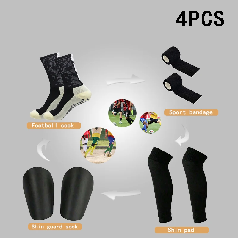 

4Pcs New Men Women Soft Breathable Anti-slip Football Socks Running Soccer Basketball Cycling Sports Grip Socks