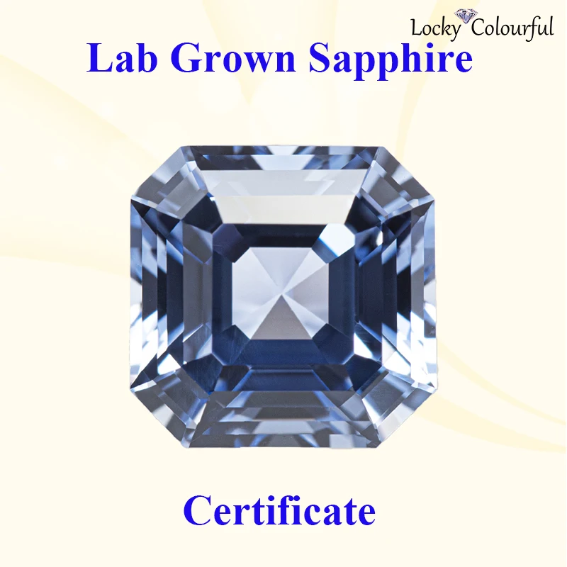 

Lab Grown Sapphire Asscher Shape Charms Cornflower Color DIY Selectable AGL Certificate for Jewelry Making Pendant Material