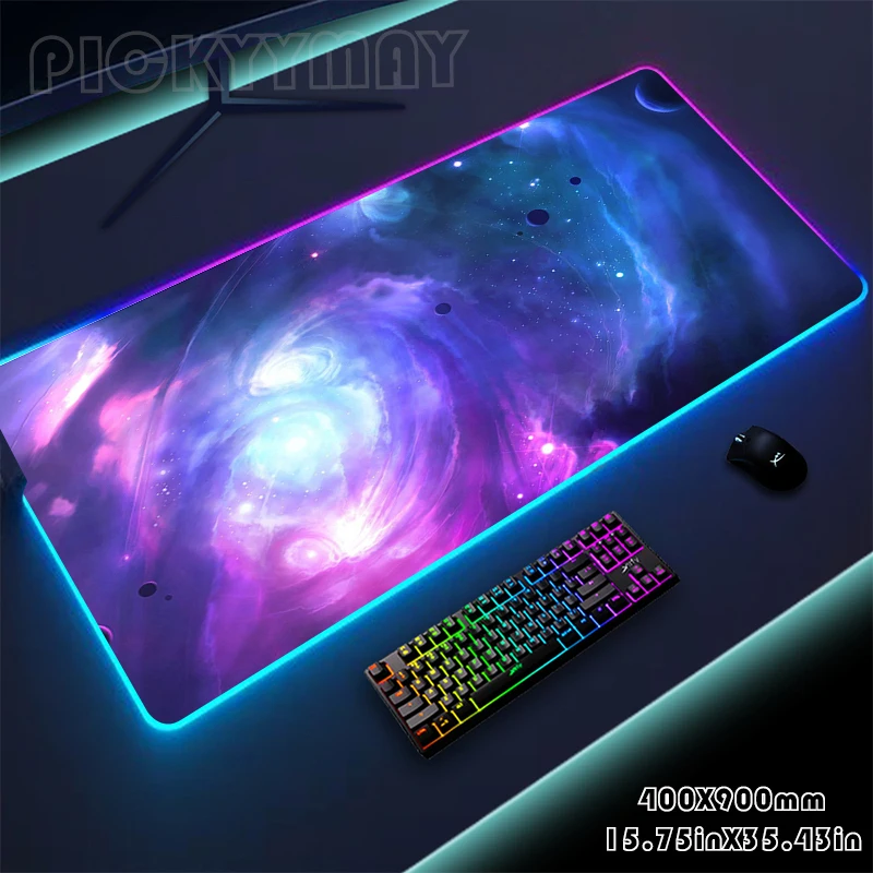 

Space Large RGB Gamer Mousepad Mouse Mat Gaming Desk Mat LED Keyboard Mats Luminous Desk Pads Mouse Pad For PC Mousepads