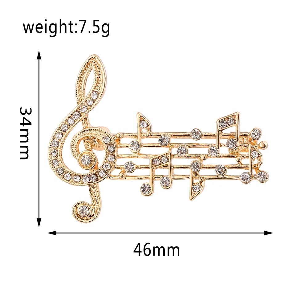 Exquisite Rhinestone Music Note Brooches Microphone Shaped Metal Lapel Pins For Women Clothes Accessories Gift - view 5