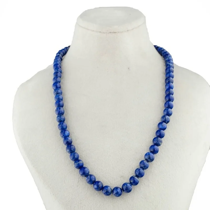 A++ Natural Lapis Lazuli Faceted Round Gemstone Beaded Handmade Necklaces 18''
