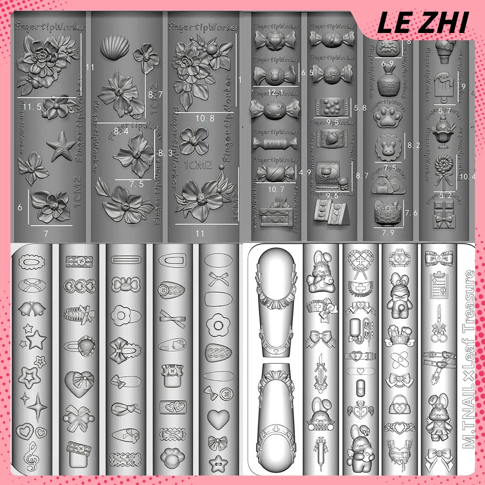 

Cartoon Cute Hello Kitty Rabbit Bear Silicone Nail Art Molds Lace Bowknot Card Issuance Candy Flower Diy Manicure Mold Tools