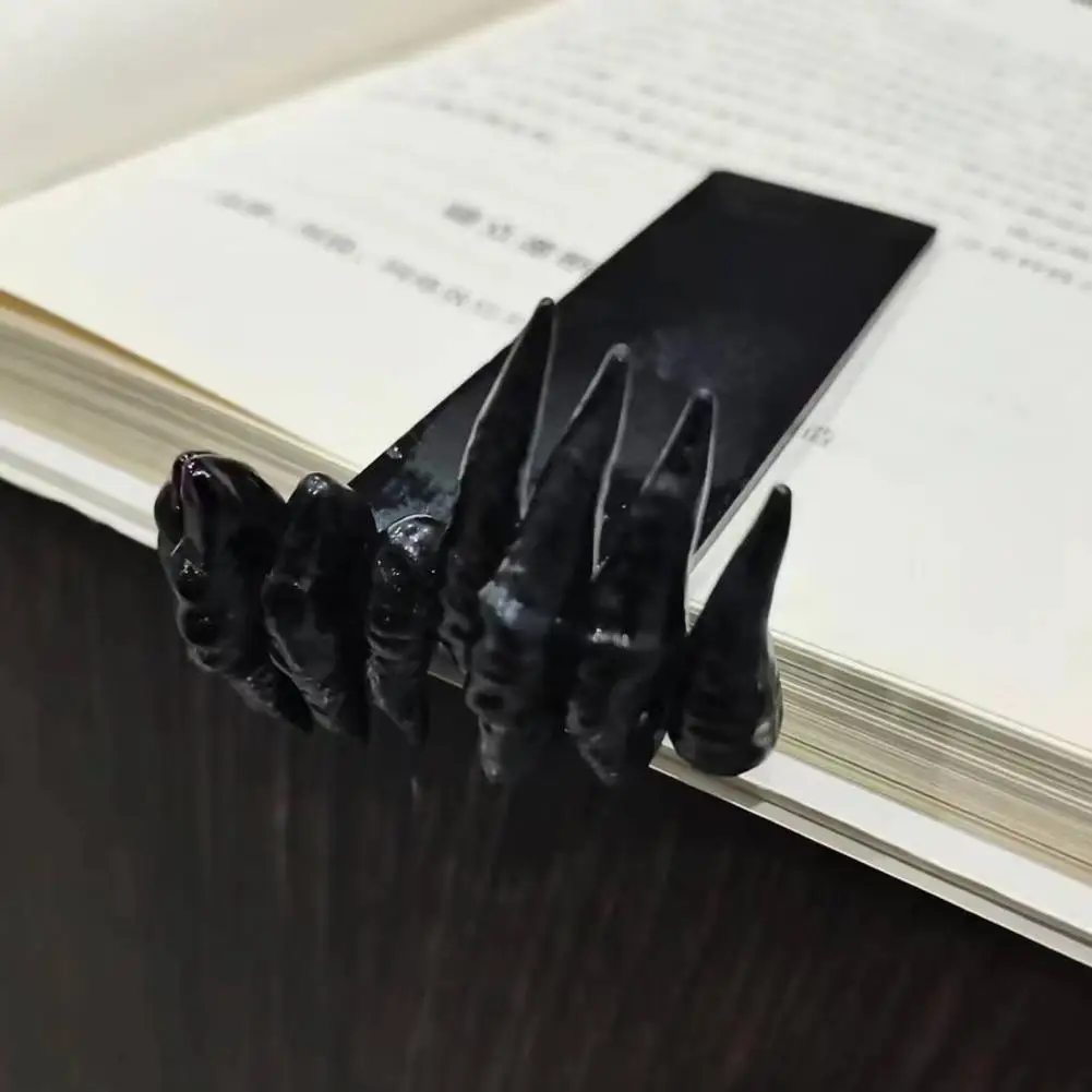 Halloweenowy diabeł ręcznie zakładka przerażający rzemiosło żywiczne Demon pazur ręcznie kształt książki Marker dekoracja ozdoba na biurko czytania Accessori