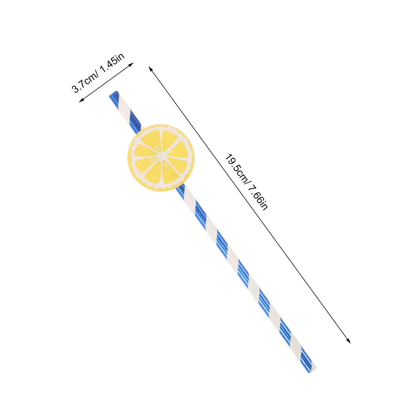 50Pcs Lemon Themed Striped Paper Straws Eco Friendly Disposable Drink Straws for Summer Parties Tropical Cocktails Juice