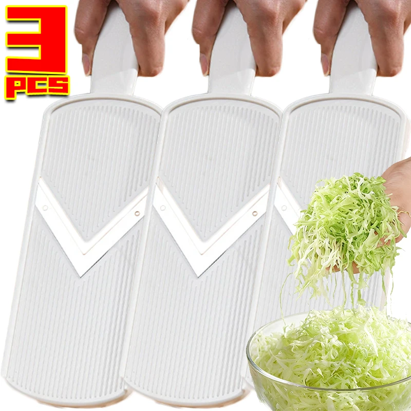 Rallador de acero inoxidable con hoja en forma de V, rebanador de frutas y verduras, repollo, pepino, patatas, zanahoria, cebolla, herramienta de cocina para cortar