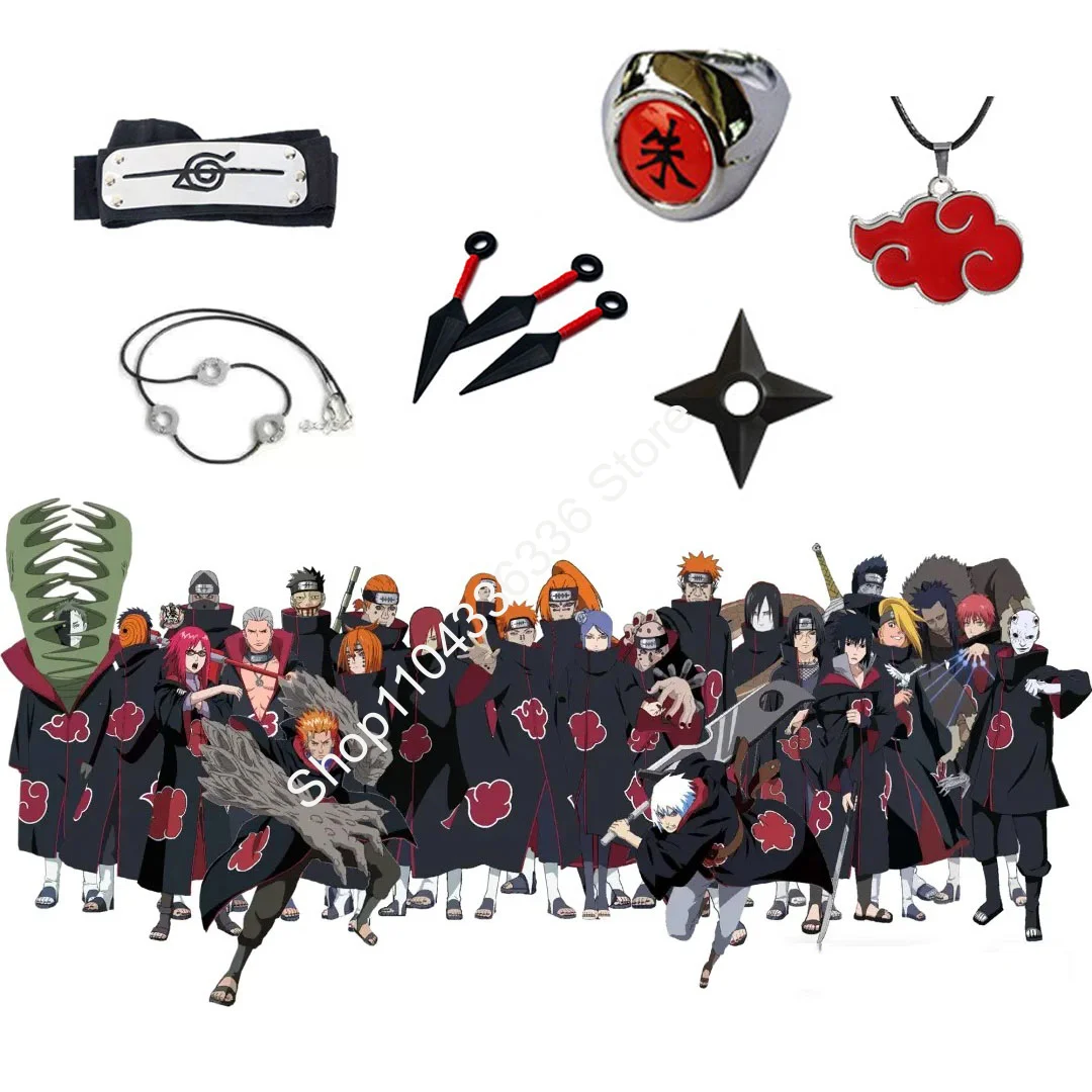Anime Cool Puntelli Cosplay Fascia Guanti Anello Shuriken Kunai Cartoon Ninja Figure Accessori di gioco Giocattoli divertenti Regali di Halloween