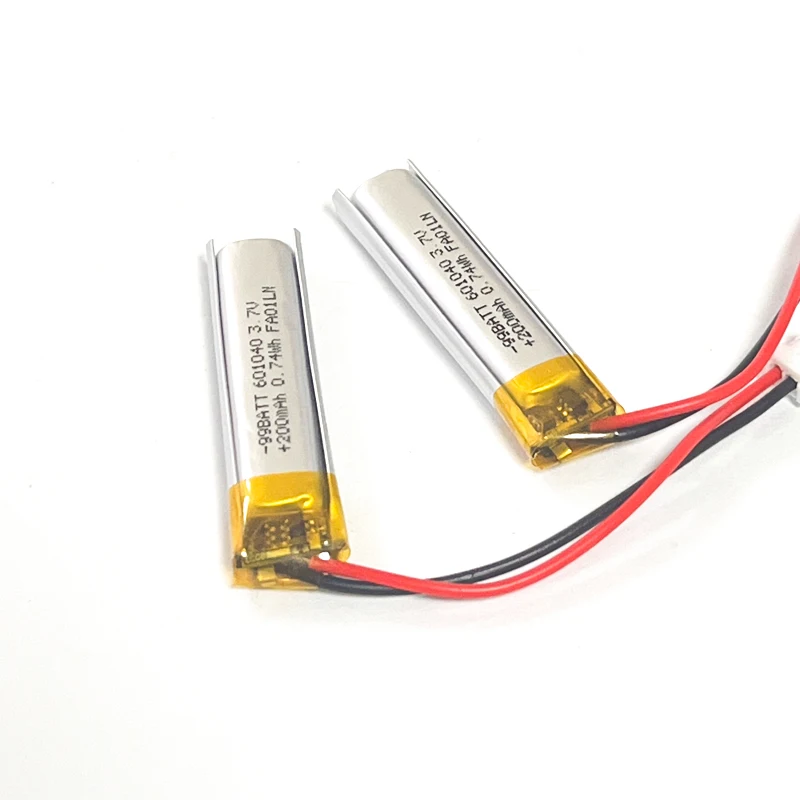 3.7V 200mah 601040 Lithium Polymer Ion Battery JST PH2.0mm Plug for TWS Bluetooth Headset Early Education Machine LED Lighting